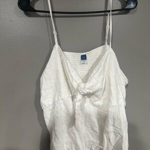 White Sleeveless Tie Front Camisole